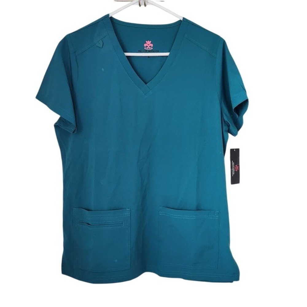 Natural Uniforms Modern Fit Cool Stretch V-Neck Scrub Top Teal Blue 8400-P L 219